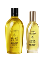 Two L'Occitane Amande Sublime skincare products on a white background