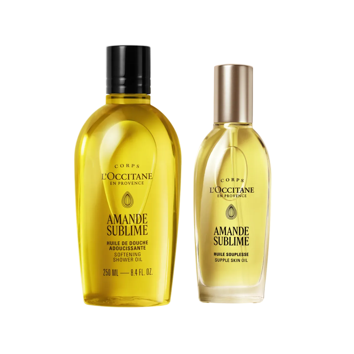 Two L'Occitane Amande Sublime skincare products on a white background - Illustration 1